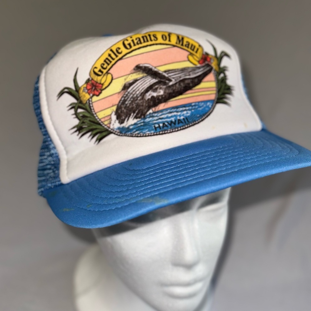 Vintage Gentle Giants Of Maui Souvenir Hat Hawaii Whales Dolphins SnapBack